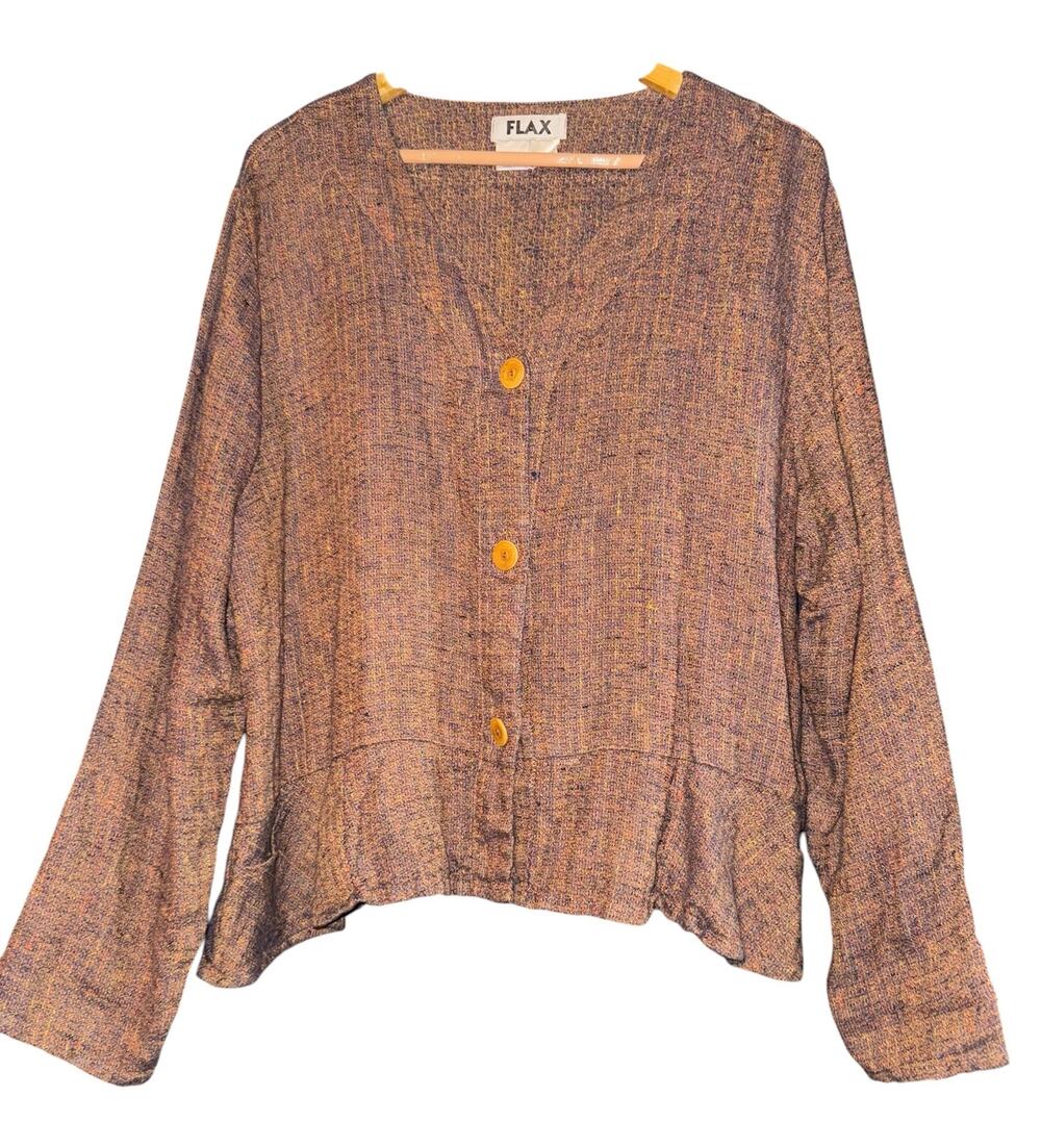 Flax 100% Linen Jacket Women Large Lightweight Lagenlook Breathable Boho Relaxed